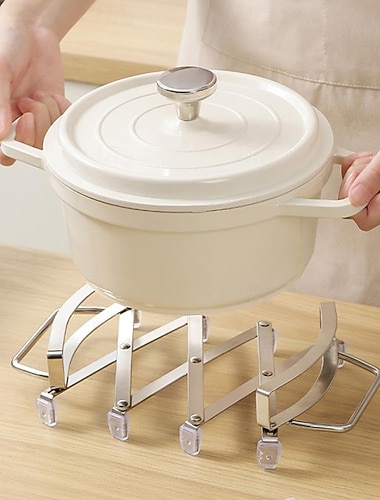  Ausziehbarer Topfuntersetzer, hitzebeständige Edelstahl-Untersetzer zum Abkühlen der Arbeitsfläche, Halter für Koch- und Backformen, geeignet für Herdplatten bis 25 cm Durchmesser