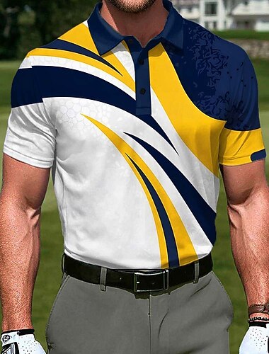  Męskie Abstrakcja Golf Koszulki sportowe polo Krótki rękaw Koszulki polo Koszule z kołnierzykiem Codzienny Athleisure Guziki Lato Niebieski Żółty Czerwony