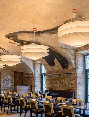  Suspension en papier japonais, luminaire design wabi-sabi pour restaurant, salon, boutique, éclairage LED suspendu pour table à manger.