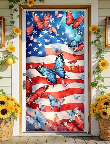  4 luglio 2026 250° Memorial Day Poster Copertura Porta Bandiere Esterno Bandiera Americana Carina Festa 3D Stanza per Ragazzi Universitari Man Cave Frat Fondali per Riprese Decorazione per la Casa