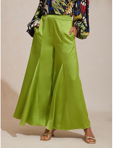  jungelsommerfugl silkemyke satengbukser med vide ben