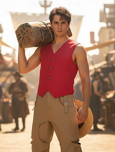  Meriseikkailija Olkihattu-merirosvo Cosplay-Asut Asut Anime for Miesten Aikuisten Halloween Karnevaali Naamiaiset Loma Suoritus Comic Con