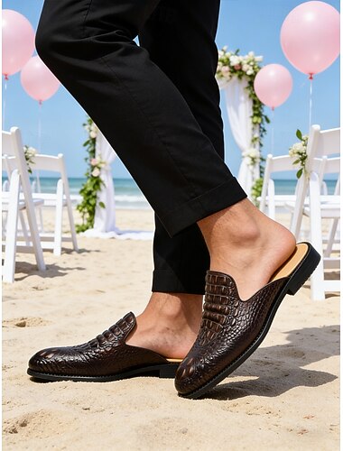  Echtleder-Mules für Herren – braune Slipper für Sommerhochzeiten und Strandpartys