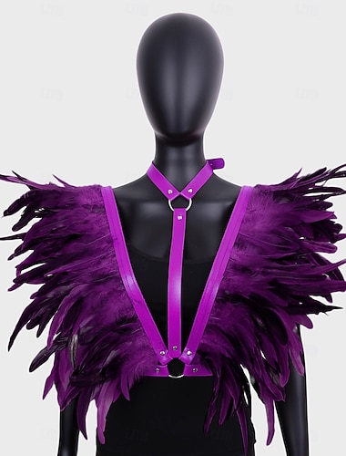  Karneval 2026 Rio Karneval Samba Tilbehør Kvinne Lilla Fjær Kroppseler Kostyme Tilbehør Brasil Festivalopplevelse Kostyme