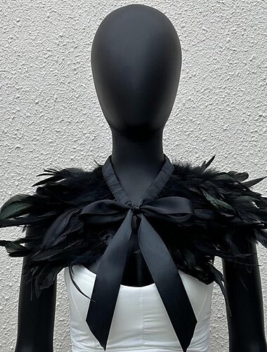  Accessori Samba Carnevale 2026 Rio Carnevale Mantello Stola Piume Nere Donna con Nastro di Raso Costume per Festival in Brasile