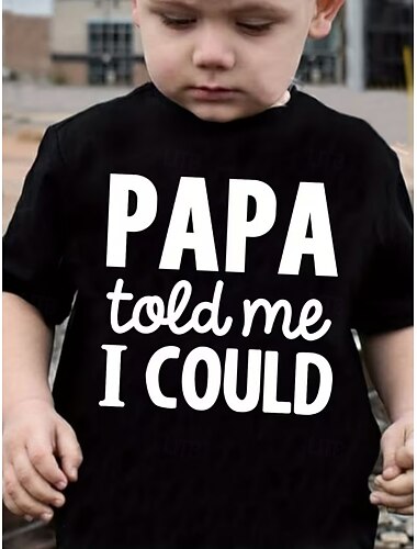  100% Cotone Bambini Ragazzi Nero Grafico Papà sta arrivando Maglietta Blusa Girocollo Manica Corta All'aperto Abbigliamento Quotidiano Moda Streetwear Designer Stampa Estate