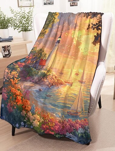  Independence Day Fleece dekens Deken voor op de bank Landschap Geschenk Klassiek 3D Bank Bed Decoratieve deken Warme deken Huisdecoratie