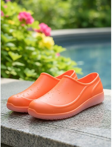  קבקבי גינה צהובים עמידים למים לנשים - נעליים קלות להחליק על לגינון, עבודה בחוץ, שימוש בחצר, חוף הים וימים גשומים