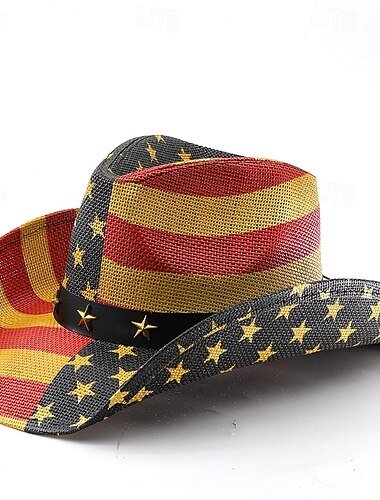  250e anniversaire des États-Unis Rétro Vintage Far West Chapeau de Cowboy Chapeau de cow-girl Cowgirl Cow-boy Cowboy de l'Ouest Déguisement Unisexe Mascarade 4 Juillet Soirée Jour de l'indépendance