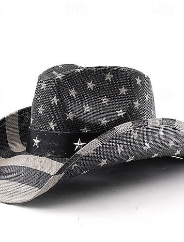  250e anniversaire des États-Unis Rétro Vintage Far West Chapeau de Cowboy Chapeau de cow-girl Déguisement Unisexe Mascarade 4 Juillet Soirée Jour de l'indépendance Adulte Chapeau Toutes saisons