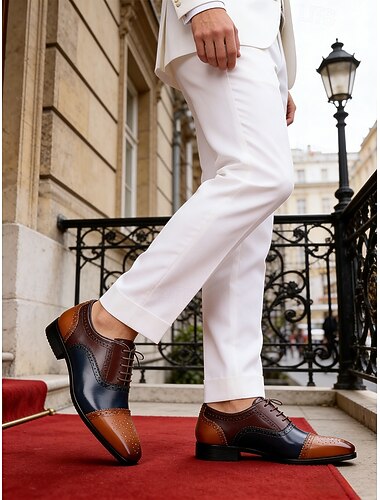  Stilige brune oxfordsko i kunstskinn for menn – premium design for bryllup og formelle sammenkomster