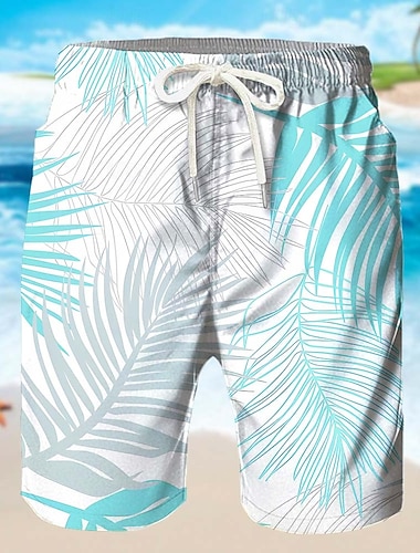  Miesten Kookospuu Palmu lehtiä Trooppiset kasvit Hiki shortsit Rantahousut Terry Shortsit Keskivyötärö Havaijilainen Rantaloma Kurenauha Joustava vyötärö 3D-tulostus Suunnittelija Vaatetus
