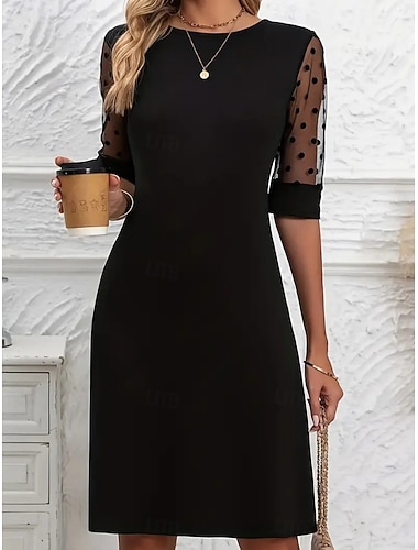  Damen Minikleid A Linie Kleid Sommerkleid Lässig Täglich Normale Passform Einfach Halbarm Rundhalsausschnitt Schwarz Rote Sommer Frühling