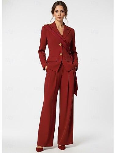  Damen 2-teilige Anzüge Schlauchkleid Cocktail Geschäft Büro Stretchstoff Elegant Minimalistisch Formell Langarm Bodenlang Fallendes Revers Steigendes Revers Einreihig
