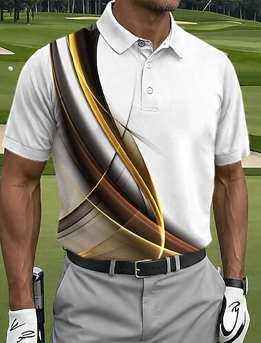  Voor heren Geometrisch Golf Sport Poloshirts Korte mouw Poloshirt Overhemden met kraag Casual Sportkleding Knop Lente zomer blauw Bruin Groen