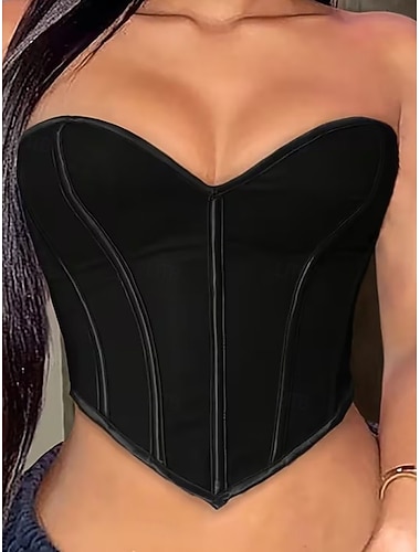  Damen Formende Unterwäsche Mode Sexy Einfarbig Kordelzug Patchwork Täglich Heim Urlaub Ärmellos Schulterfrei Schwarz Weiß Rote Frühling Herbst Normale Passform