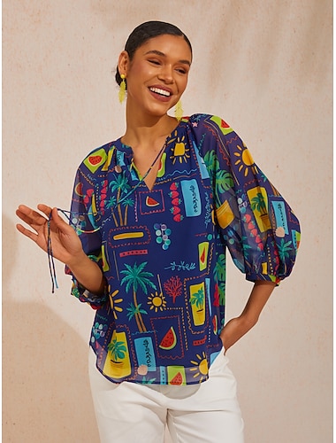  Sommerliche, fließende Chiffonbluse