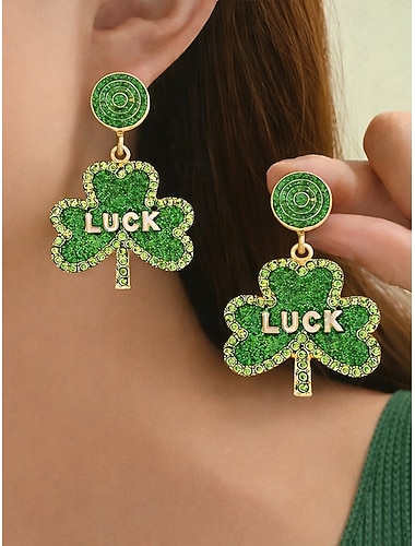  orecchini a forma di trifoglio da donna - materiale in lega, stili multipli, verde, giorno di San Patrizio, da indossare tutti i giorni