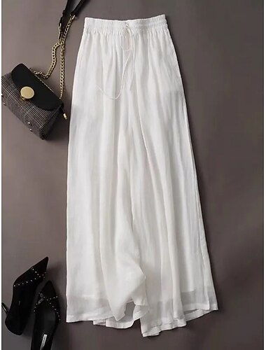  Dame Bukser Sommerbukser Posete bukser Strandbukser Ferie Mote Gatemote Full lengde Høy Midje عادي Snorer Elastisk midje Komfort Myk Pustende Elastisk Strand Ferie Aprikos Hvit Rosa Grønn Sommer Vår