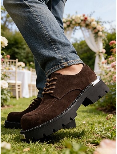  Voor heren Klassiek Brits Bruiloft Suède Anti-slip Veters Zwart Bruin Zomer Lente Herfst