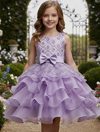  Blumenmädchenkleid Mädchen Formelle Kleidung Hochzeitskleidung Party Hochzeit Formell Mode Prinzessin Schön Kleid für die Erstkommunion Netz Einfarbig Ärmellos Rundhalsausschnitt Blau Weiß Ab 4 Jahren