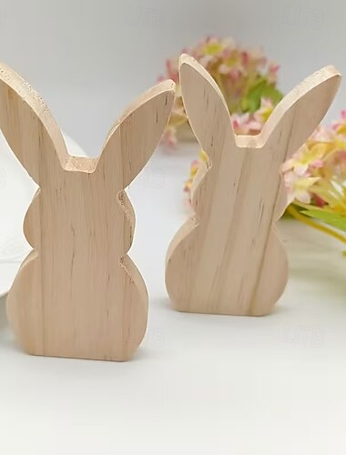  4 Pack Ornamenti Zajączków Wielkanocnych Naturalne Drewniane Zajączki Idealne do Dekoracji Wielkanocnych