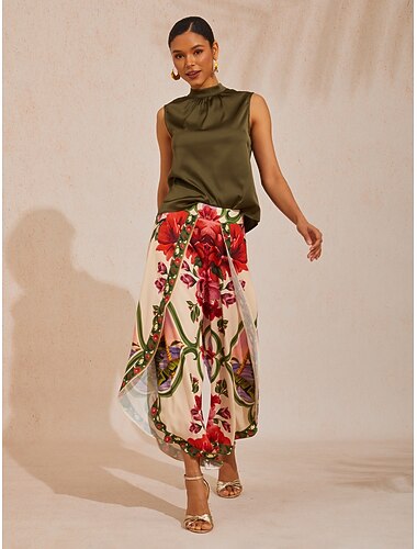  Hawaii Palm Seidensatin-Top