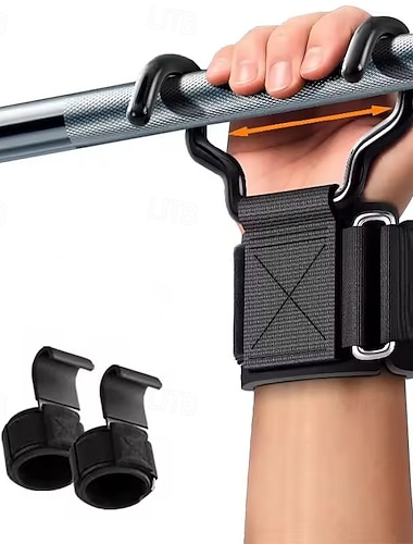  2 stk. vektløftingskrokgrep med håndleddsstropper håndstang håndleddsstropp treningsstudio fitnesskrok vektstropp pull-ups kraftløftingshansker