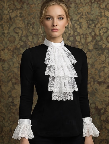  Rétro Vintage Rococo Victorienne Col amovible Princesse Dame Dentelle Déguisement Femmes Carnaval Halloween Foire de la Renaissance Adulte Plus d'accessoires Toutes saisons