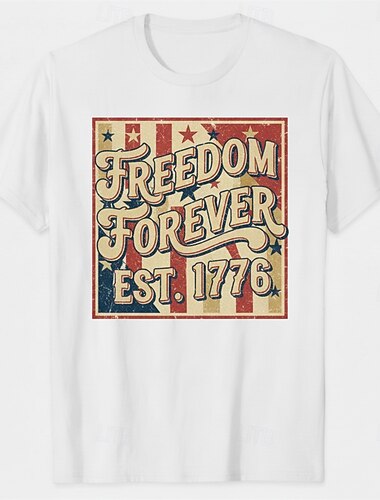  Patriotisk T-skjorte Grafisk T-skjorte USA Retro / vintage Patriotisk T-skjorte 1776–2026 til Unisex Voksne 3D-utskrift for Uavhengighetsdag 4. juli