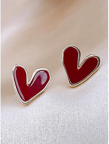  女性用ハートイヤリング、合金素材、複数のハートスタイル、キュートでロマンチックなデザイン、女性に最適、バレンタインデー、結婚式、ロマンチックな機会に最適