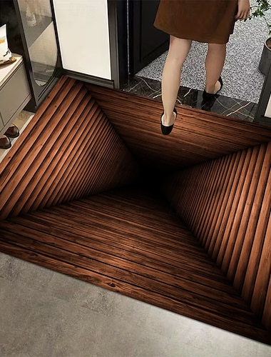  3D optisk illusjon dørmatte tre tunnel design 2D flatt trykk varmt og innbydende inngangsparti forbedringsteppe