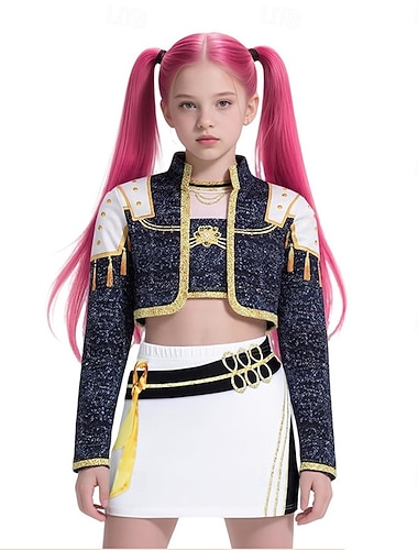  Kpop-inspirert Inspirert av koreansk idol Popstjerne Kostume Fancy dress Karnevalskostyme Virtuelt idol for Jente Barne Halloween Karneval Ytelse Comic Con Anime-messe
