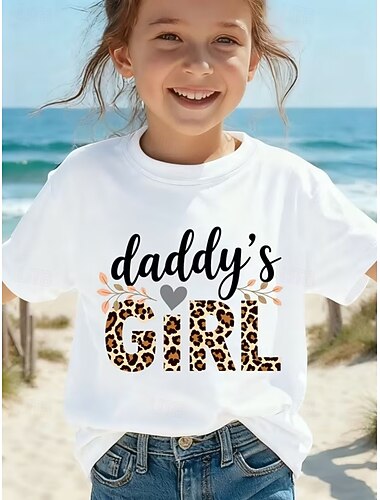  Voor meisjes 3D Grafisch Brief T-shirt Korte mouw 3D-afdrukken Zomer Lente Sport Modieus Streetwear Kinderen 4-12 jaar Strakke ronde hals Casual Dagelijks Buiten Normale pasvorm