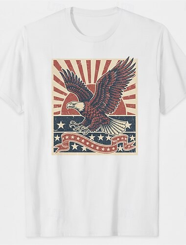  Patriótico Japonesa/Curta Graphic Tee EUA Retro Vintage Patriótico Camiseta 1776-2026 para Unisexo Adulto Impressão 3D  para Dia da Independência 4 de julho