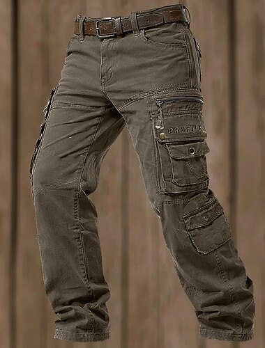  Per uomo Pantaloni Cargo Pantaloni Pantaloni da Lavoro Multi-tasche Tasca con Patta Semplice Lunghezza intera Casuale Quotidiano All'aperto Vacanza Classico Vestibilità comoda Nero Verde militare