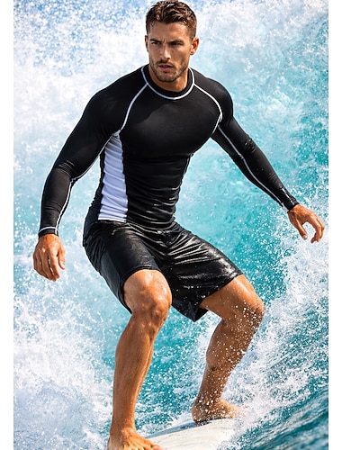  Miesten Vakio Ihottumissuoja Uimapaita Geometrinen Värien estäminen UPF50+ UV suoja Nopea kuivuminen Pitkähihainen Uima-asut Rash guard -suojapaita Lainelautailu Melonta Hiekkaranta Kesä