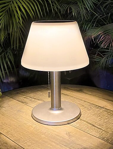  Luminária de mesa solar para uso interno e externo - 3 modos de iluminação, LED que não agride os olhos, à prova d'água, sem fio, com corrente para acionar, ideal para varanda, jardim, quarto e sala