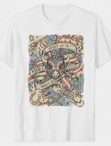 Patriotico T-shirt Maglietta grafica USA Retrò Vintage Patriotico Corte 1776-2026 per Unisex Adulti Stampa 3D  per Giorno dell'Indipendenza / 4 Luglio 4 Luglio