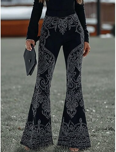  Naisten Käynnistys Leggingsit Loma Vintage Etninen tyyli Täyspitkä Korka vyötärö Kuvitettu Abstrakti 3D-tulostus Mukavuus Nopea kuivuminen Hengitettävyys Elastinen Päivittäin Koti ulko- Musta Kevät