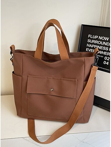  حقيبة تسوق نسائية من قماش البوليستر بألوان متعددة، سعة كبيرة، تصميم يومي أنيق، مثالية للعمل والتسوق والسفر