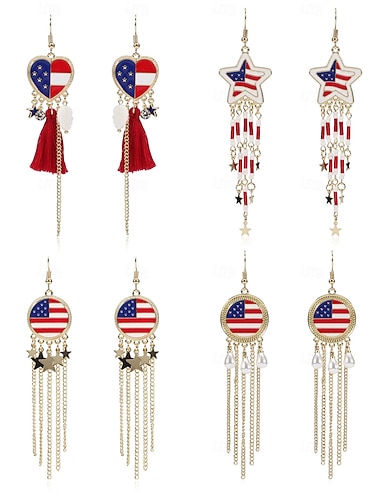  250 aniversario EE.UU. Pendientes Gracioso Adulto Mujer Día de la Independencia 4 de julio Fiesta Rendimiento Disfrazarse