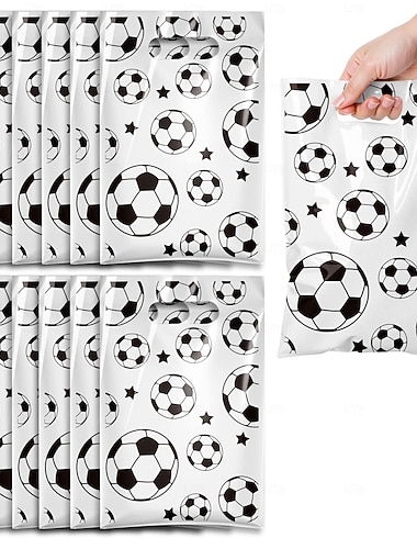  Weltfußballturnier Partygeschenktüten 100 Stück Fußball Gute-Laune-Tüten mit Griffen Plastiktüten für Kindergeburtstag Sportthemen Partybedarf für Jungen
