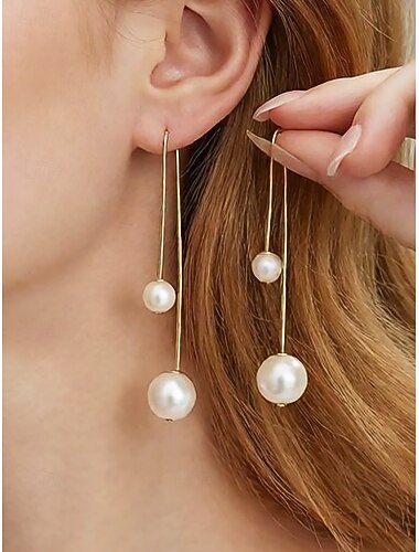  Ohrhänger mit Kunstperlen für Damen – Material: Legierung & Kunstperlen, elegantes Design – perfekt für Hochzeiten und den Alltag