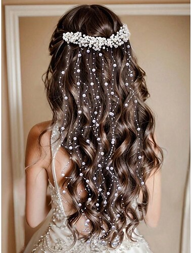  Acessório de cabelo feminino com borla de pérolas artificiais, elegante acessório para noivas, perfeito para casamentos.
