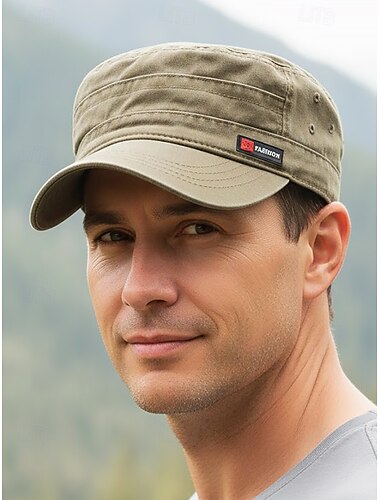  Casquette militaire en coton pour homme, modèle décontracté ajustable de style militaire, disponible en plusieurs couleurs, légère et respirante, idéale pour les activités de plein air et le quotidien.