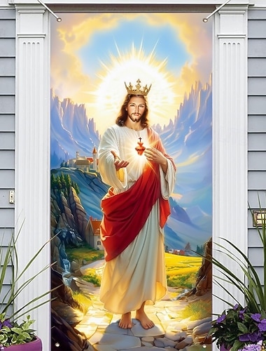  Ostertürdekoration mit heiligem Bild von Jesus Christus, christliche religiöse Heimdekoration für heilige Feierlichkeiten, perfekt für Ostern und Frühlingsdekoration für Türen und Eingänge.