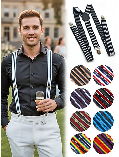  Verstellbare, elastische Hosenträger für Herren, aus dehnbarem Polyester, in verschiedenen Farben erhältlich, klassischer, formeller Stil für Hochzeiten, Valentinstag, Partys und den Alltag.
