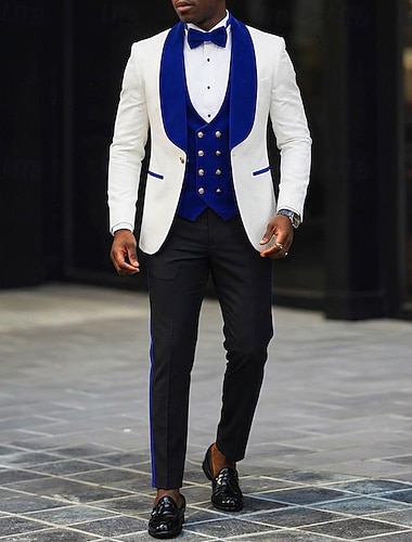  Herren Smokings Partyanzüge Strandhochzeit Frühlingshochzeit Rosa Burgunderrot Frühling & Sommer Anzug Schalkragen Mode Lässig Patchwork Schmale Passform 3-teilig Einreiher - 1 Knopf