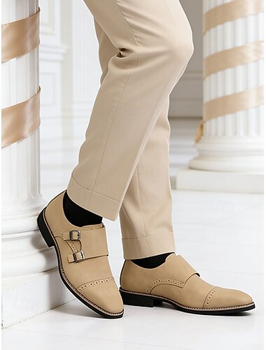  Homme Classique Occasionnel Britannique Mariage Cuir PU Confortable Antidérapant Boucle Noir Été Printemps Automne